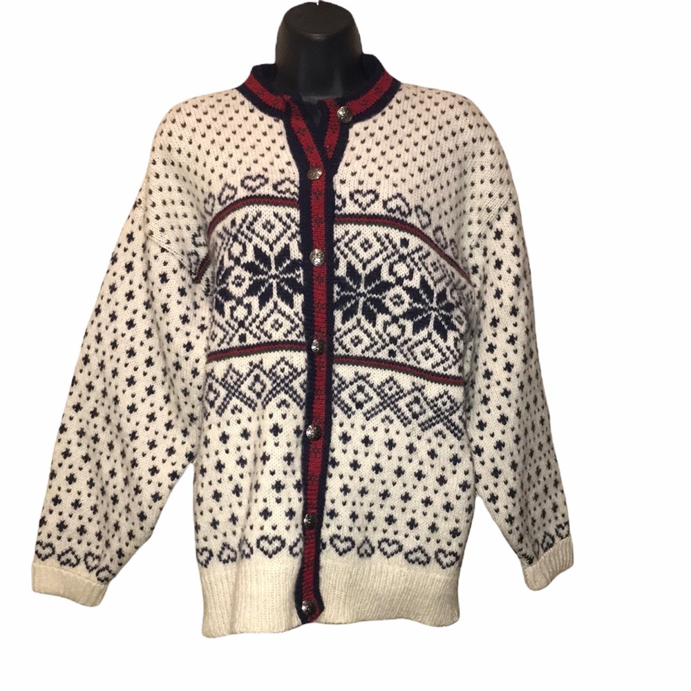 LL Bean Cardigan Wool Blend Nordic Pewter Button~L